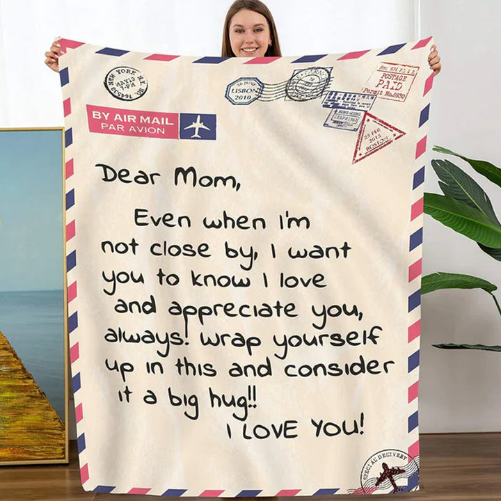 Letter Printed Flannel Throw Blanket Gift for Mom | Bowlift