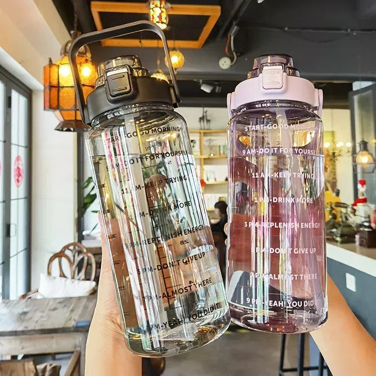 BowLift | 2L Portable Sports Water Bottle with Straw and Time Markings