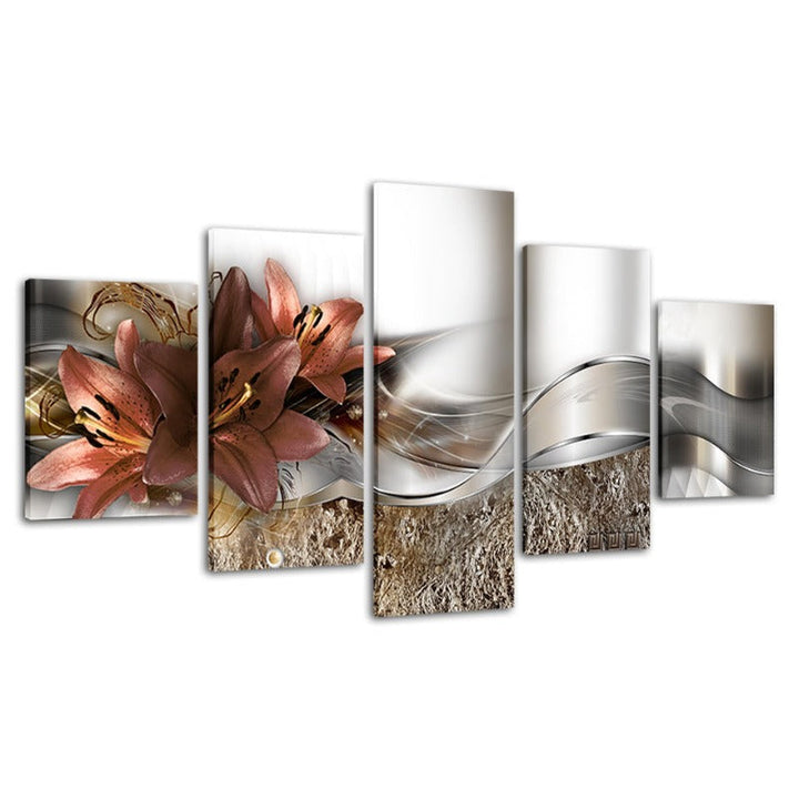 5 Piece Pink Undertone Tulip Flower - Canvas Wall Art Painting | Bowlift