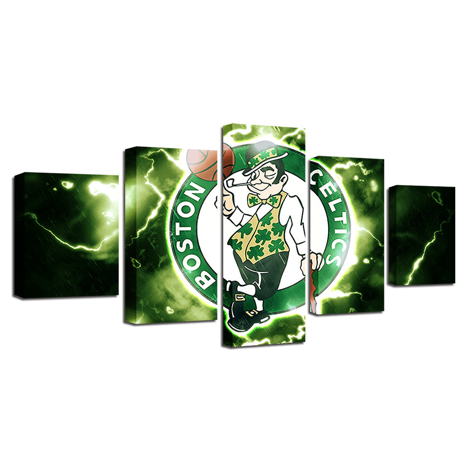 Electrifying Boston Celtics 5 Piece - Canvas Wall Art Painting | Bowlift