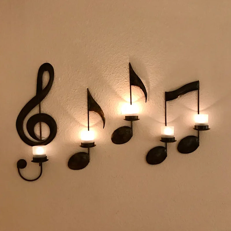 Black Music Note Wall Light Bowlift