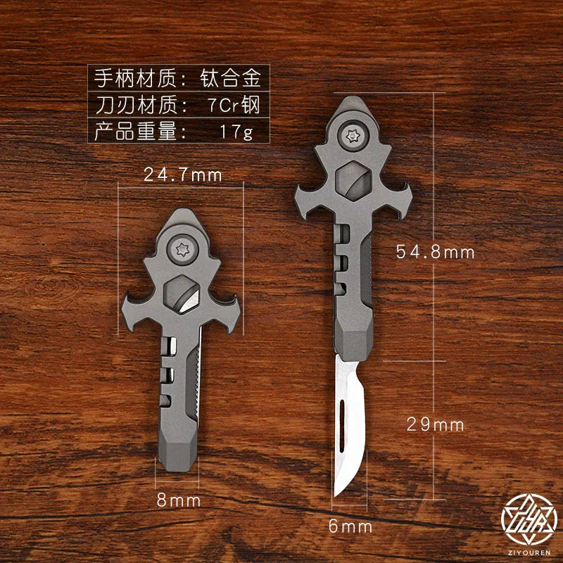 BowLift | Titanium Multi-Tool Keychain: Mini EDC Gadget with Bottle Opener & Box Cutter