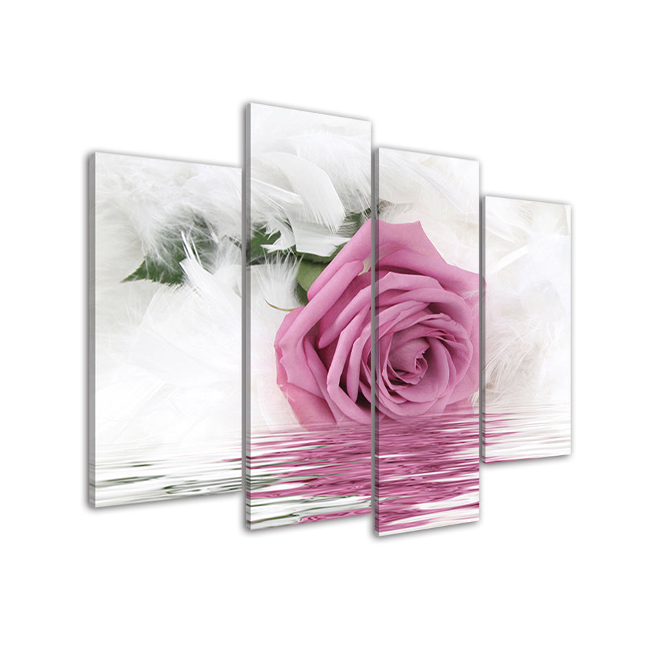 Pink Rose In Water - Canvas Wall Art Painting | Bowlift
