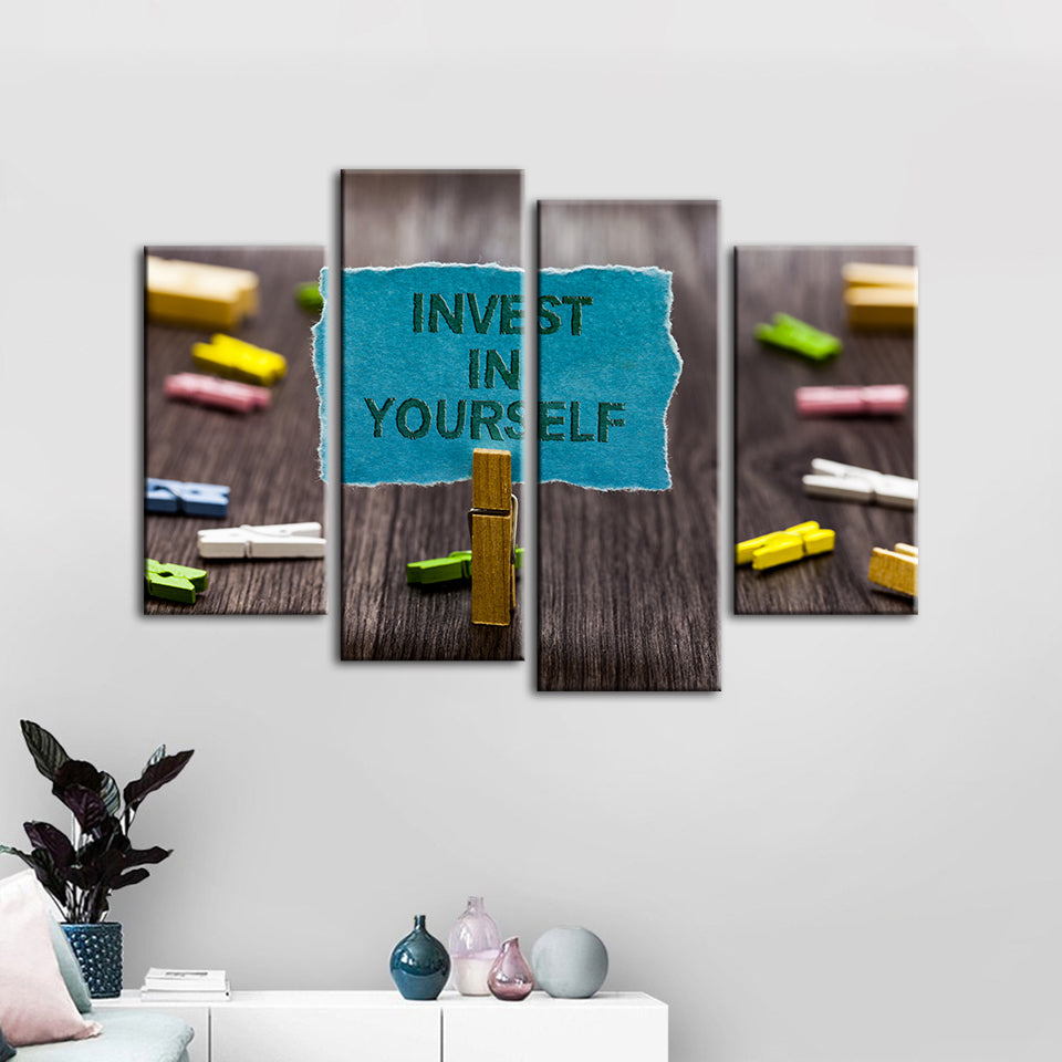 Invest In Yourself 4 Piece - Canvas Wall Art Painting | Bowlift