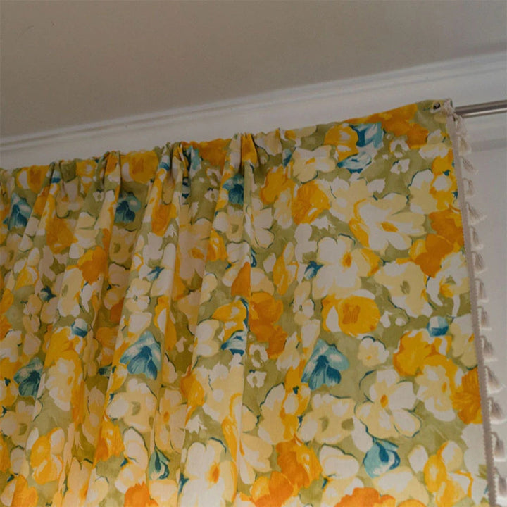 BowLift | Sunshine Blooms Floral Tasseled Curtain