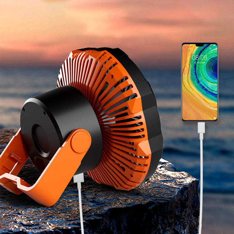 Portable camping fan with LED light | Bowlift