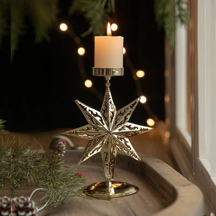 Christmas Candle Holders - Star and Christmas Tree Design for Festive Decoration | Bowlift