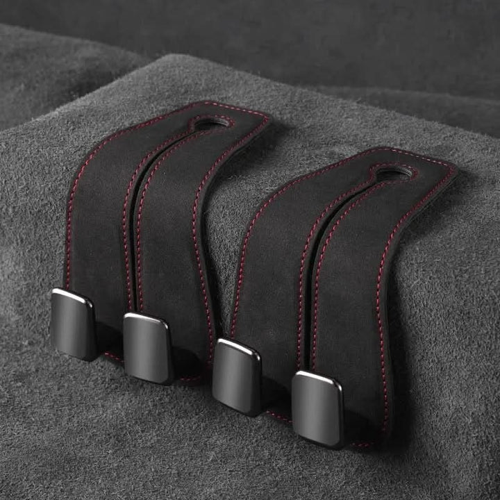 BowLift | Car Seat Back Double Hook with Phone Holder – PU Leather Organizer