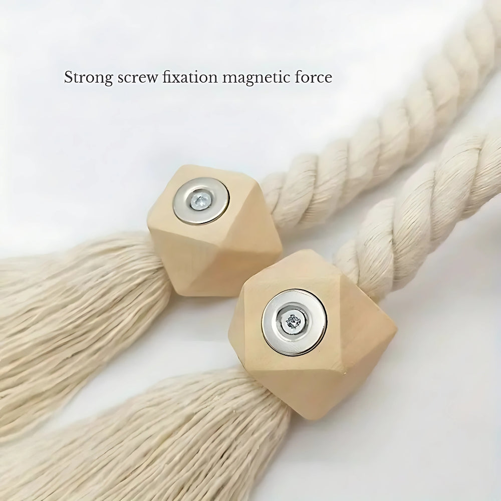 BowLift | Wooden Bead Tassel Curtain Tie Back | 2Pcs Set