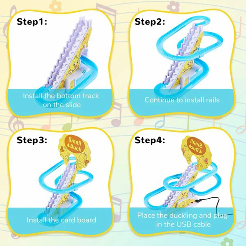 BowLift | Funny Automatic Stair-Climbing Ducklings Cartoon Race Track Set