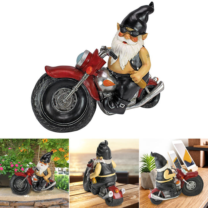 The Biker Gnome Statue Mini Garden Decoration | Bowlift