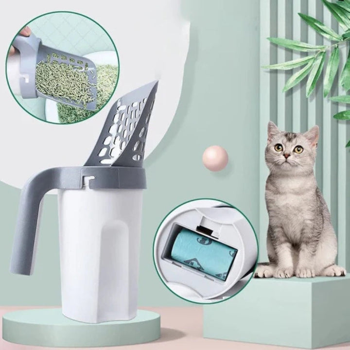 Self-cleaning cat litter box with integrated bag dispenser Bowlift