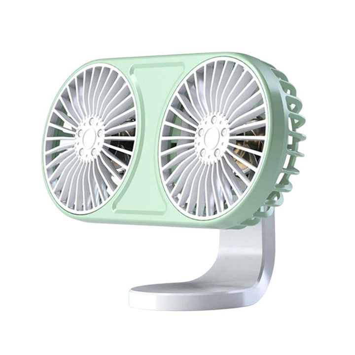 360° Rotating Dual-Head USB Car Fan with Ambient Lighting | Bowlift