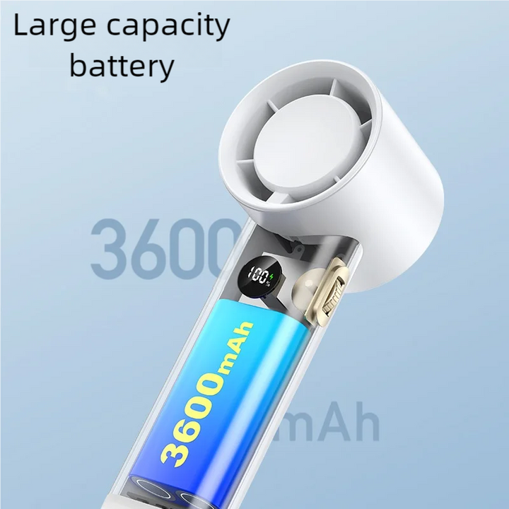 3600mAh USB Rechargeable Handheld Fan with LED Lamp | Bowlift