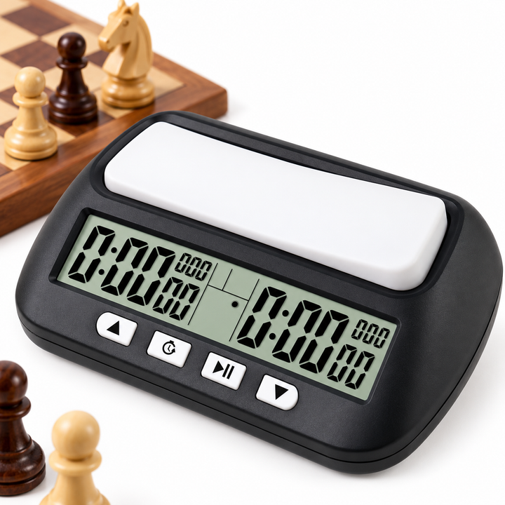 Dual-Display Digital Chess Clock with Large LCD Dual Timer and Pause Increment Buttons Bowlift