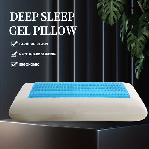 1pc Ergonomic Memory Foam Pillow with Breathable Mesh and Cooling Gel Core - Supports Neck and Back for Comfortable Sleep | Bowlift