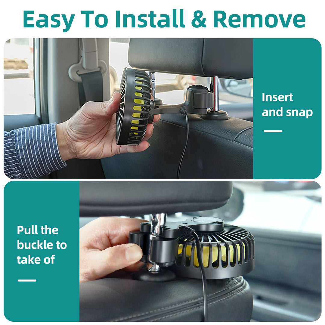 Portable Car Fan Cooler with USB and 3 Wind Settings | Bowlift