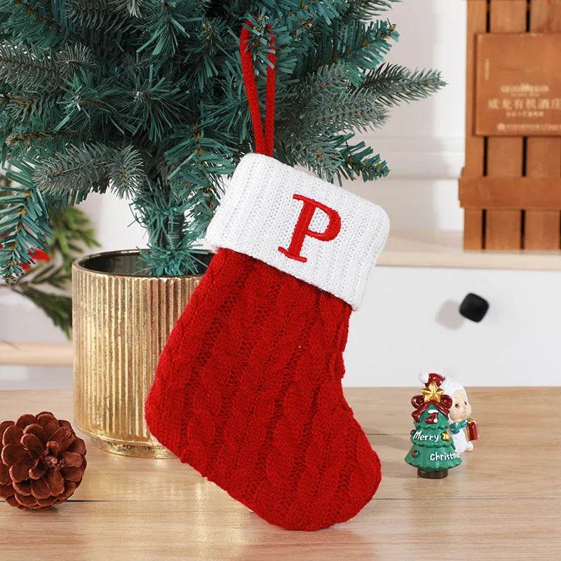 BowLift | Cute Letters Christmas Stockings Decorative Creative Tree Pendant Wool Knitted Socks