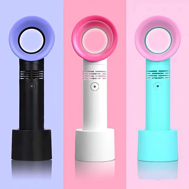1pc USB Rechargeable Bladeless Handheld Fan - Portable Mini Desk Fan with 3 Speeds for Travel, Camping, Office, and Room Use | Bowlift