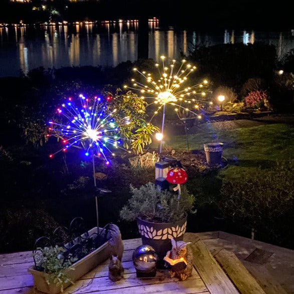 4 Pieces Solar Firework Garden Lights - Weatherproof LED Decorative Lighting, Solar Power for Garden and Patio | Bowlift