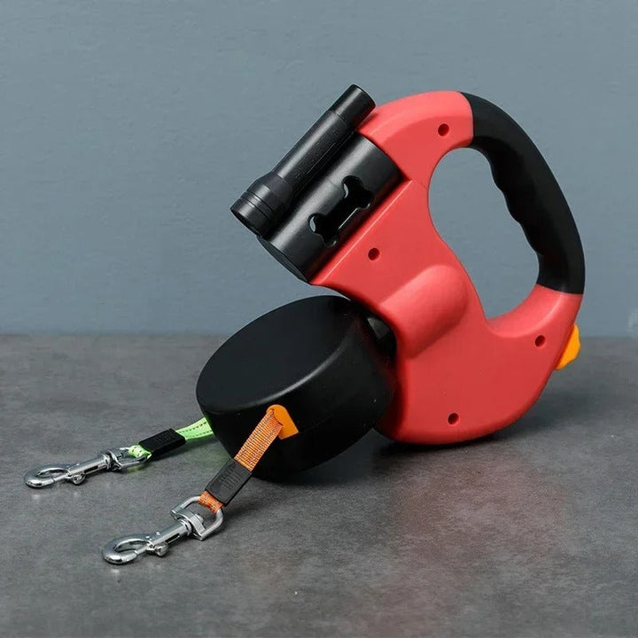 Bordeaux Duo – Double Dog Leash with LED and Pouch Holder Bowlift