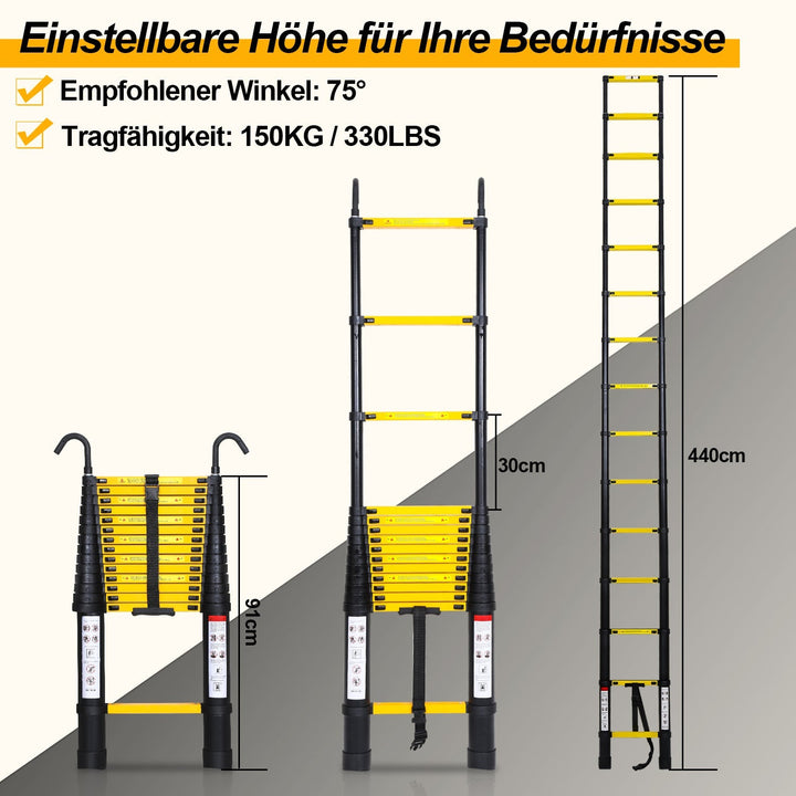 Telescopic Ladder Aluminum with Removable Hook | Bowlift