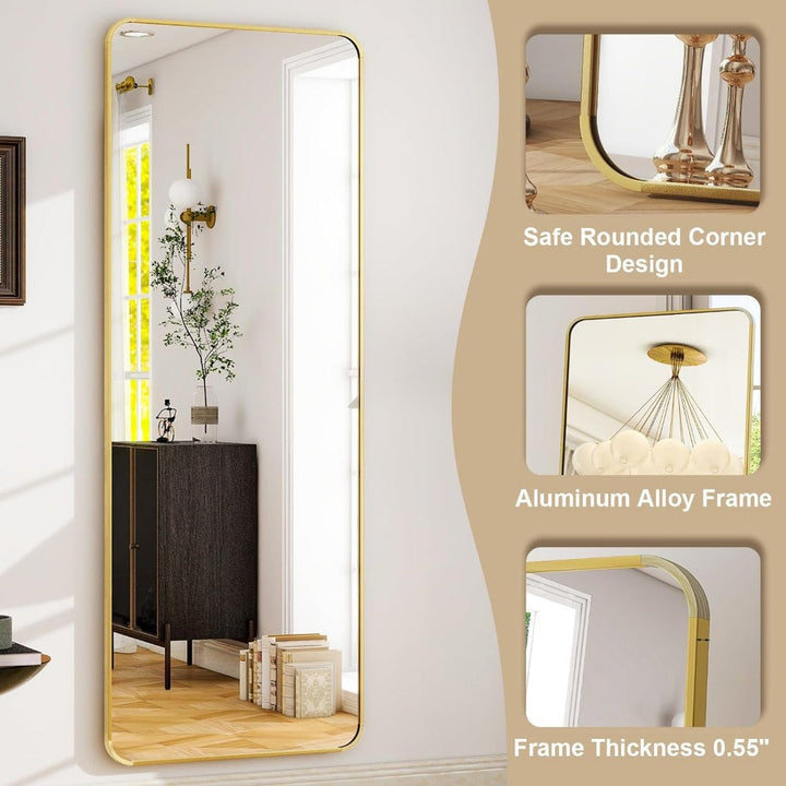 BowLift | Elegant Gold Aluminum Frame Full Length Mirror with Stand