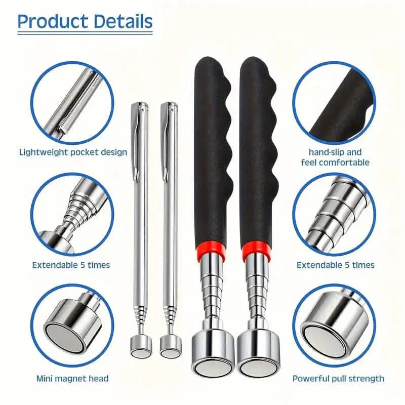 BowLift | 3-in-1 Telescopic Magnetic Grabbing Tool – Stainless Steel, Non-Electric