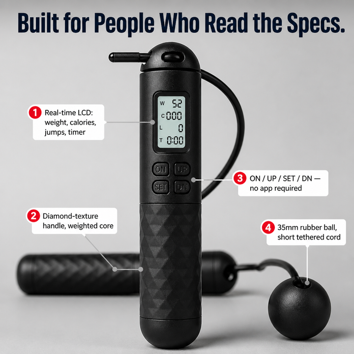 PulseRope Wireless Jump Rope with LCD Display | Bowlift