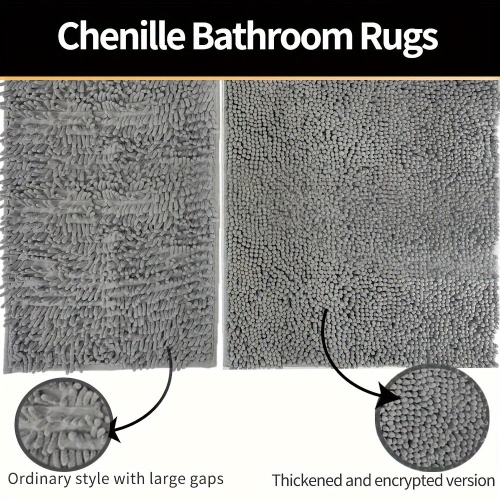 Round LuxeChen Bath Mat Ultra-Soft Chenille – Anti-Slip & Quick Dry | Bowlift
