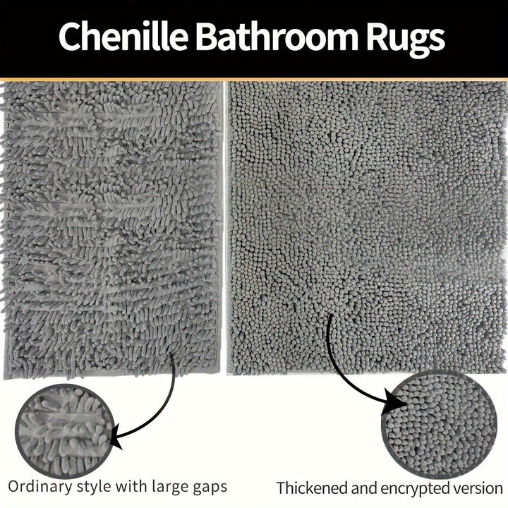 Round LuxeChen Bath Mat Ultra-Soft Chenille – Anti-Slip & Quick Dry | Bowlift