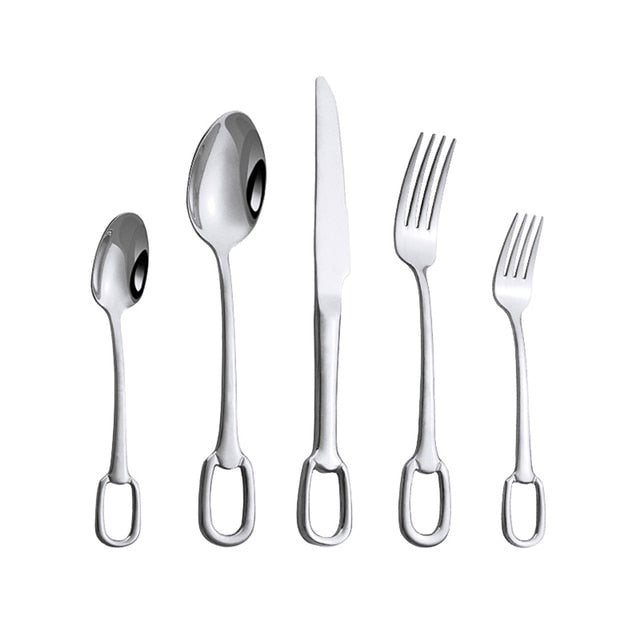 5Pcs Tableware Set Stainless Steel Cutlery Set Elegant Dinnerware Set | Bowlift