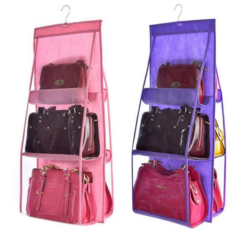 BowLift | Hanging Handy Handbag Organizer 6 Pocket Transparent Storage Wardrobe