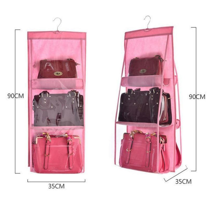 BowLift | Hanging Handy Handbag Organizer 6 Pocket Transparent Storage Wardrobe
