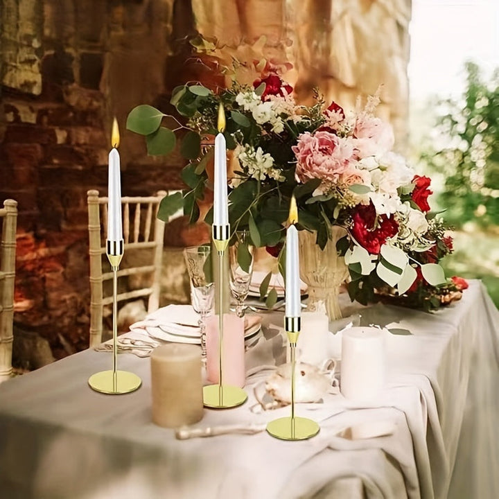 BowLift | MajesticFlicker – Sophisticated Black and Gold Candelabra Set for Elegant Events