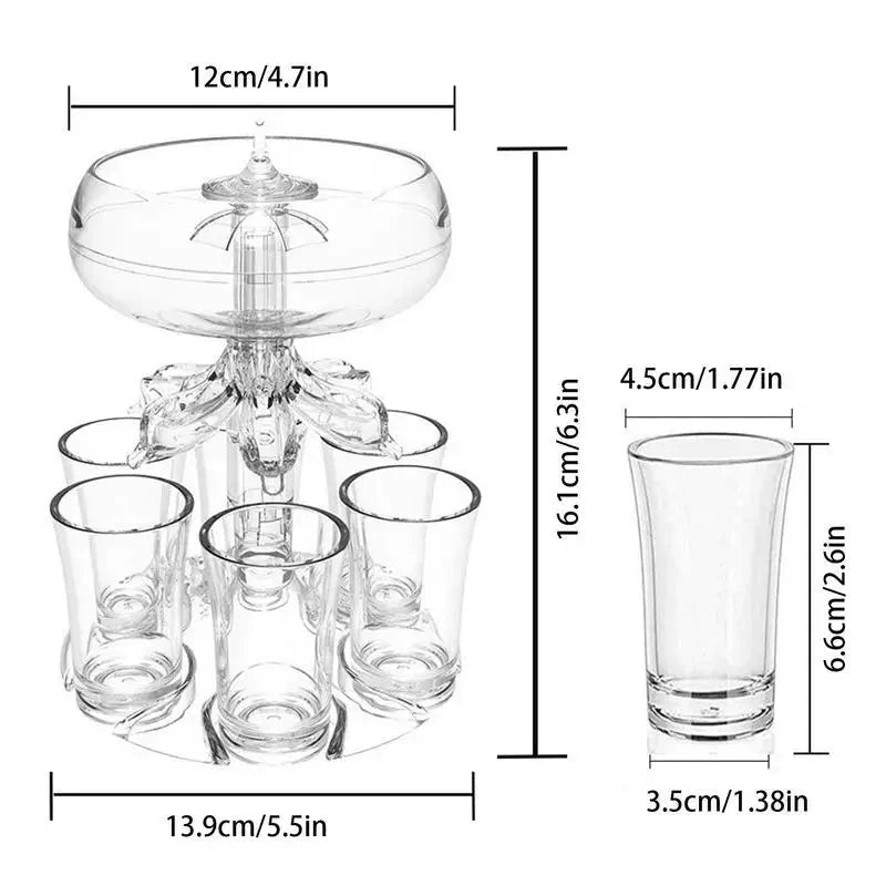 6 Shot Glass Dispenser And Holder Dispenser For Filling Liquids Shots | Bowlift