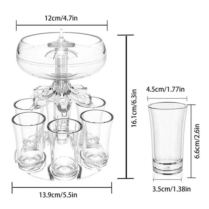 6 Shot Glass Dispenser And Holder Dispenser For Filling Liquids Shots | Bowlift