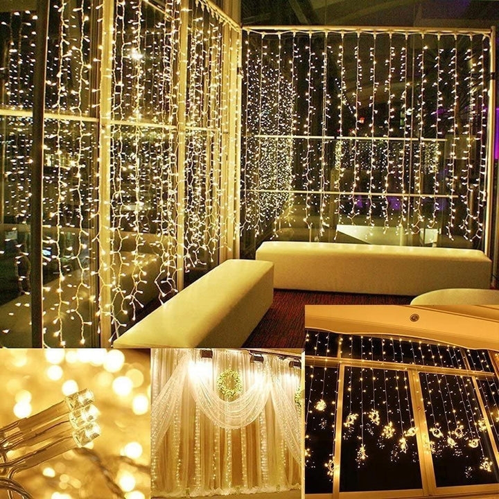 BowLift | 600 LED 9.8 x 19.6 FT. LED curtain lights with 8 light modes and memory function