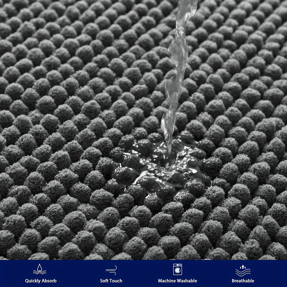 BowLift | Round Luxury Chen Bath Mat Ultra-Soft Chenille – Anti-Slip & Quick Drying