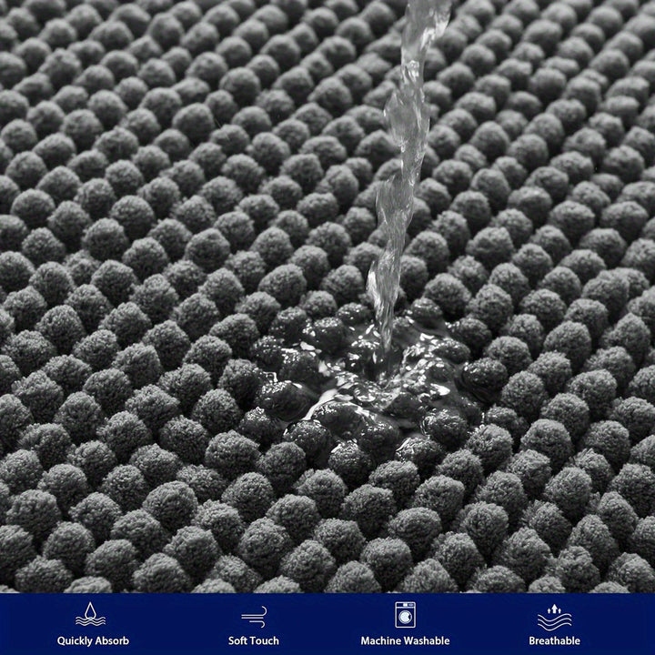 Round LuxeChen Bath Mat Ultra-Soft Chenille – Anti-Slip & Quick Dry | Bowlift