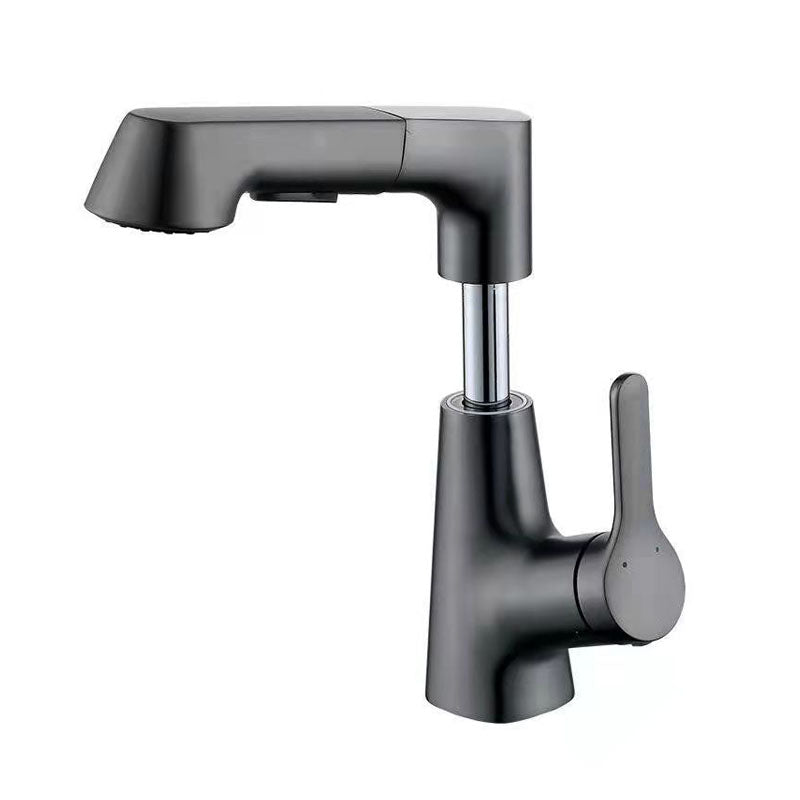 BowLift | Modern Sink Faucet Lever Handle Copper Low Arc Pull-Out Sink Faucet