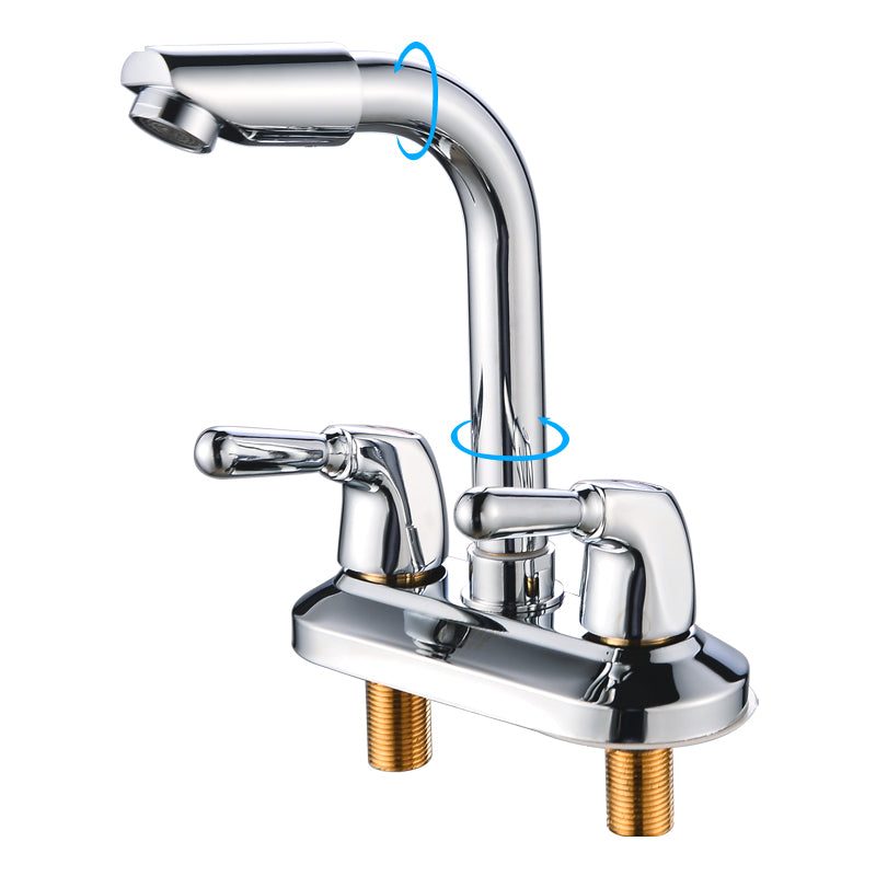 BowLift | 2-Handle Brushed Nickel Widespread Faucet 2-Hole Centered Bathroom Sink Faucet with Brass