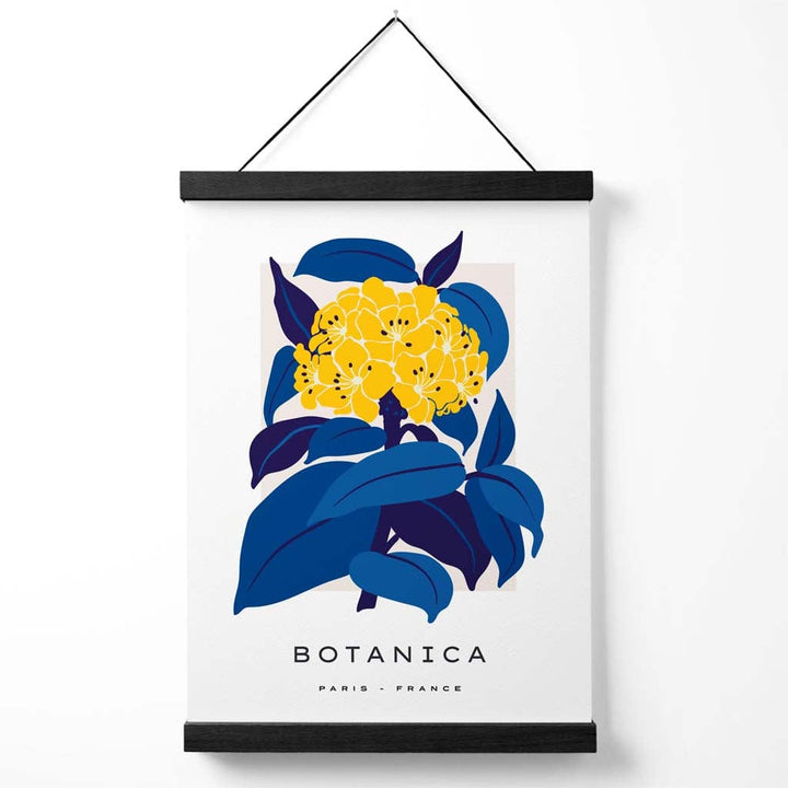 Abstract Yellow and Blue Hydrangea Flowers Market Gallery Poster with Hanger | Bowlift