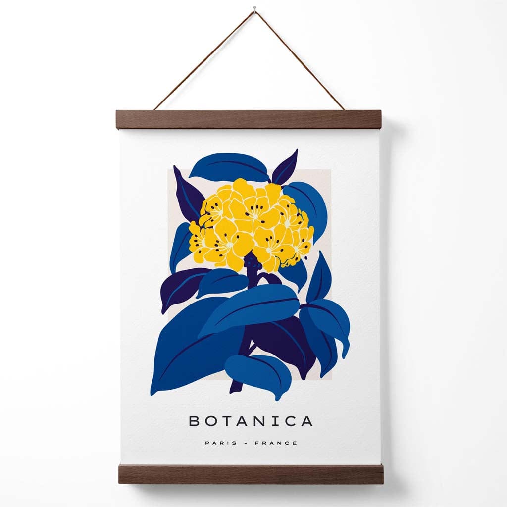 Abstract Yellow and Blue Hydrangea Flowers Market Gallery Poster with Hanger | Bowlift