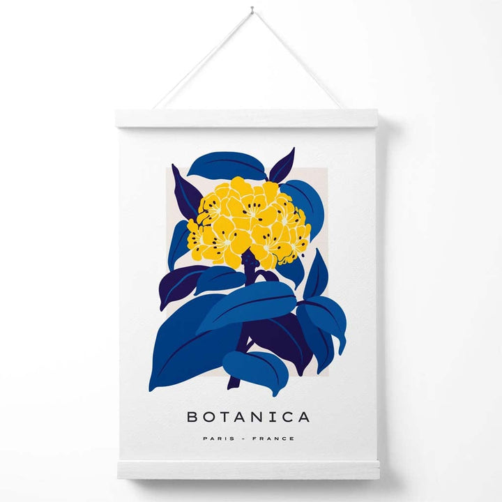 Abstract Yellow and Blue Hydrangea Flowers Market Gallery Poster with Hanger | Bowlift