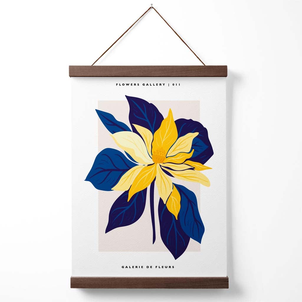 Abstract Blue and Yellow Lily Flowers Market Gallery Poster with Hanger | Bowlift