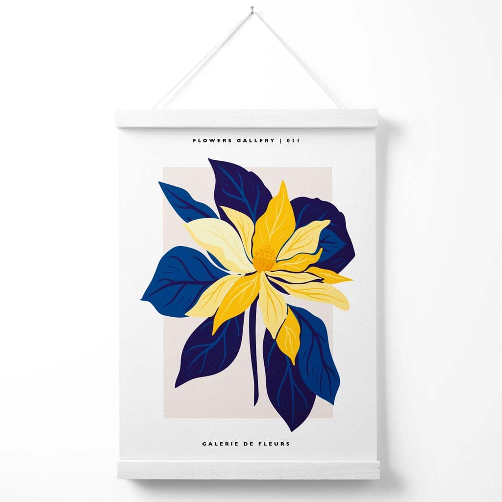Abstract Blue and Yellow Lily Flowers Market Gallery Poster with Hanger | Bowlift