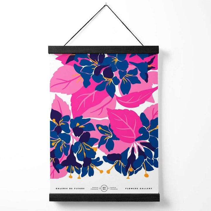 Abstract Blue and Pink Flowers Market Gallery Poster with Hanger | Bowlift