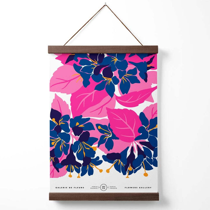Abstract Blue and Pink Flowers Market Gallery Poster with Hanger | Bowlift