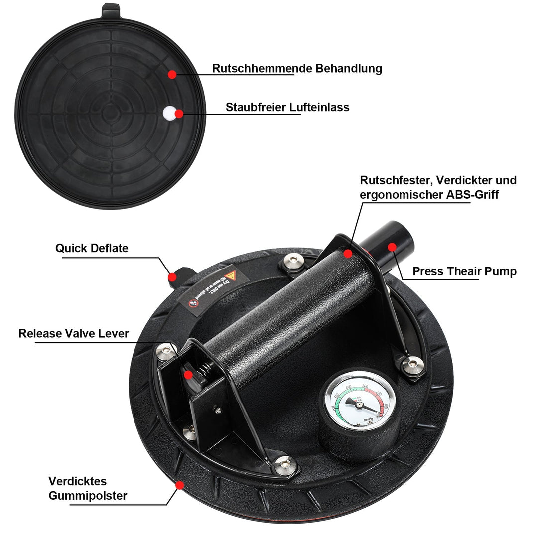 Suction cup holder with pressure display 1 piece max.100KG | Bowlift